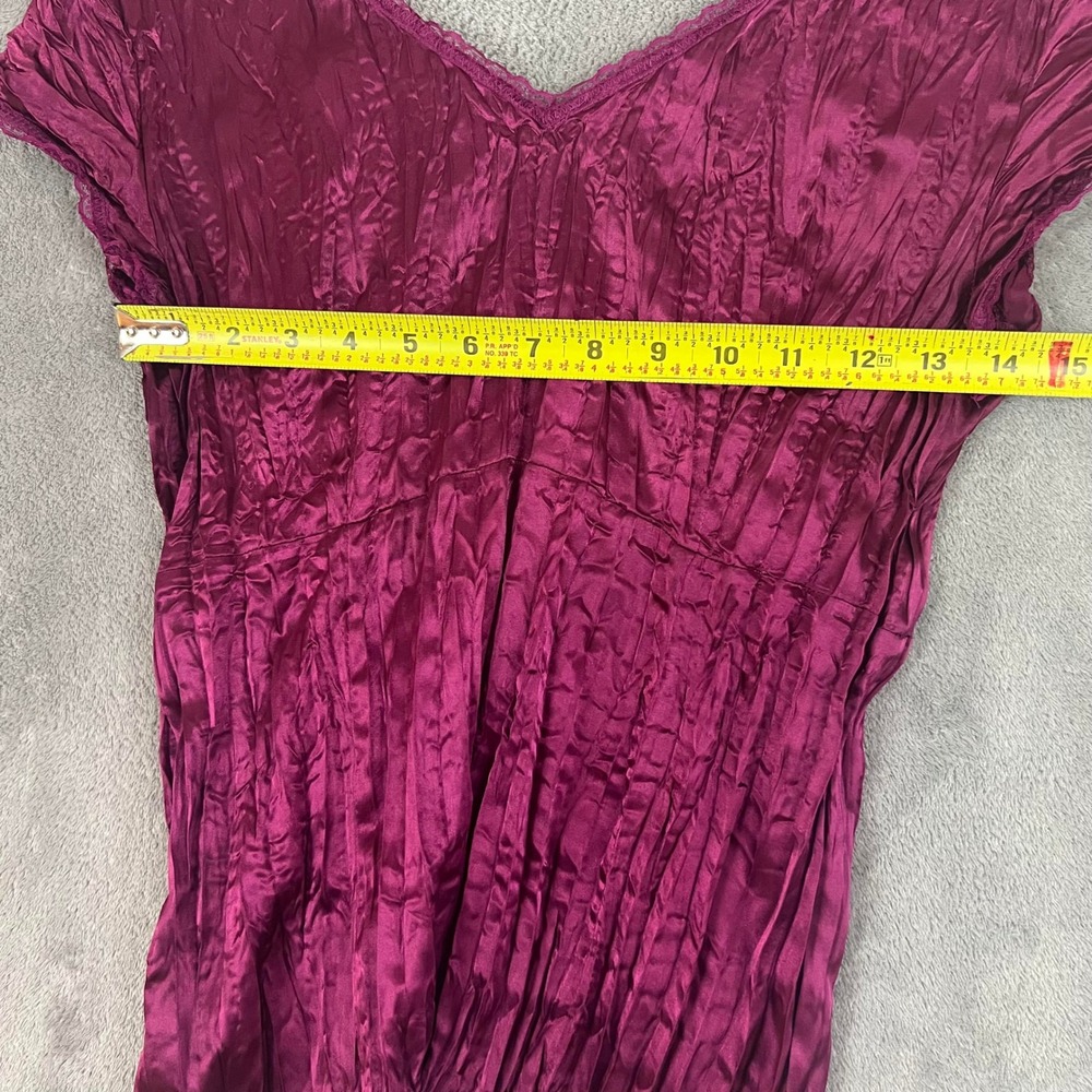 Vintage Y2K Crinkle Satin Top Womens M Cap Sleeve Whimsigoth Blouse Plum - Picture 5 of 8